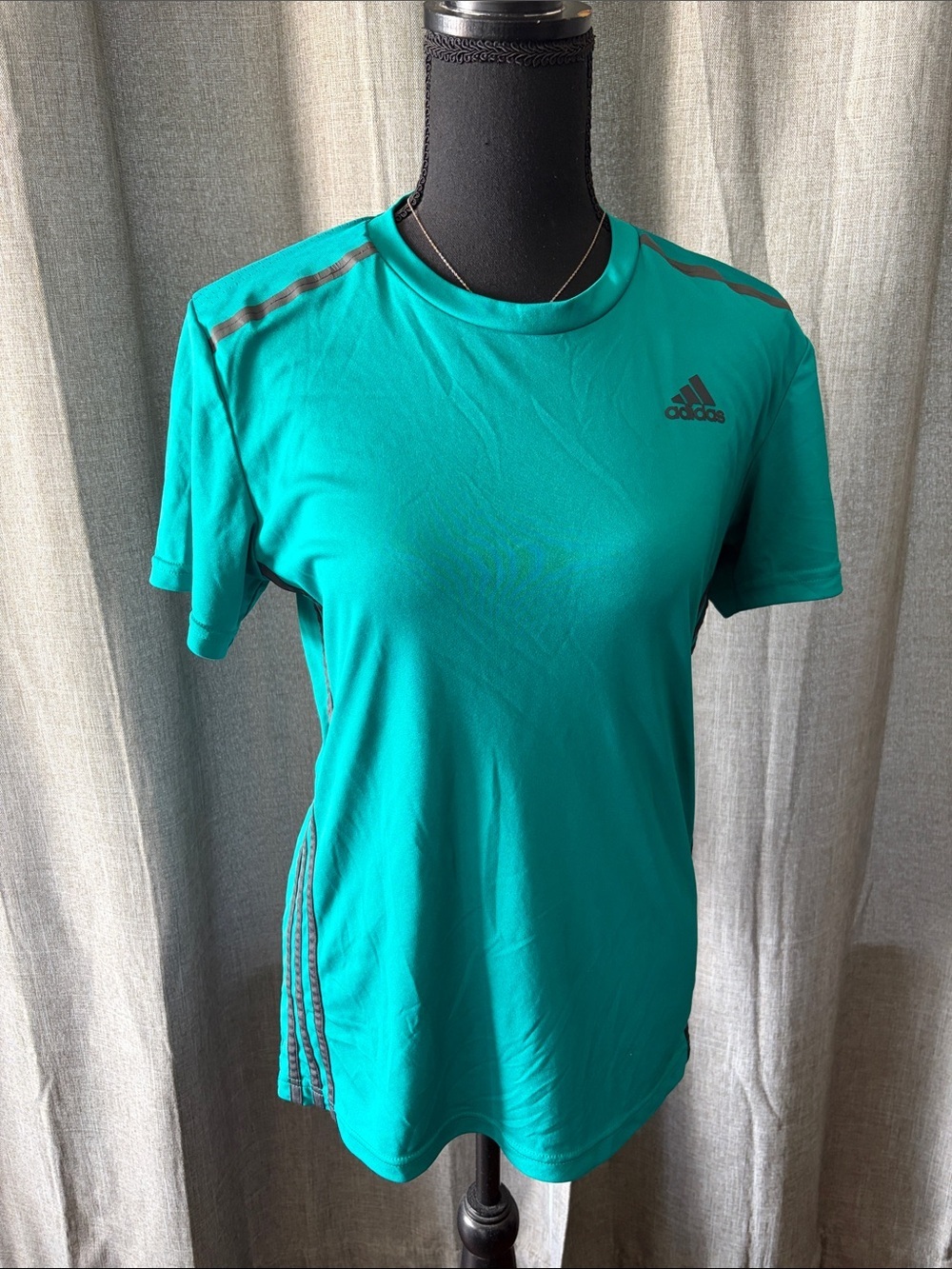 adidas Teal Short Sleeve Athletic Tee with Reflective Accents